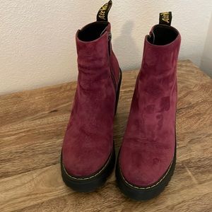 Dr Martens Magdalena Suede Boots 4” High Heels Side Zip Ankle Womens US 5